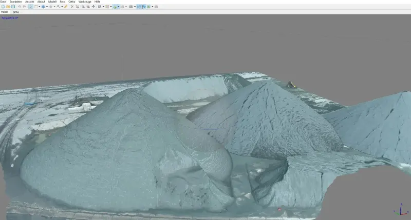 3D-Modell mehrerer Haufwerke in der Auswertungssoftware